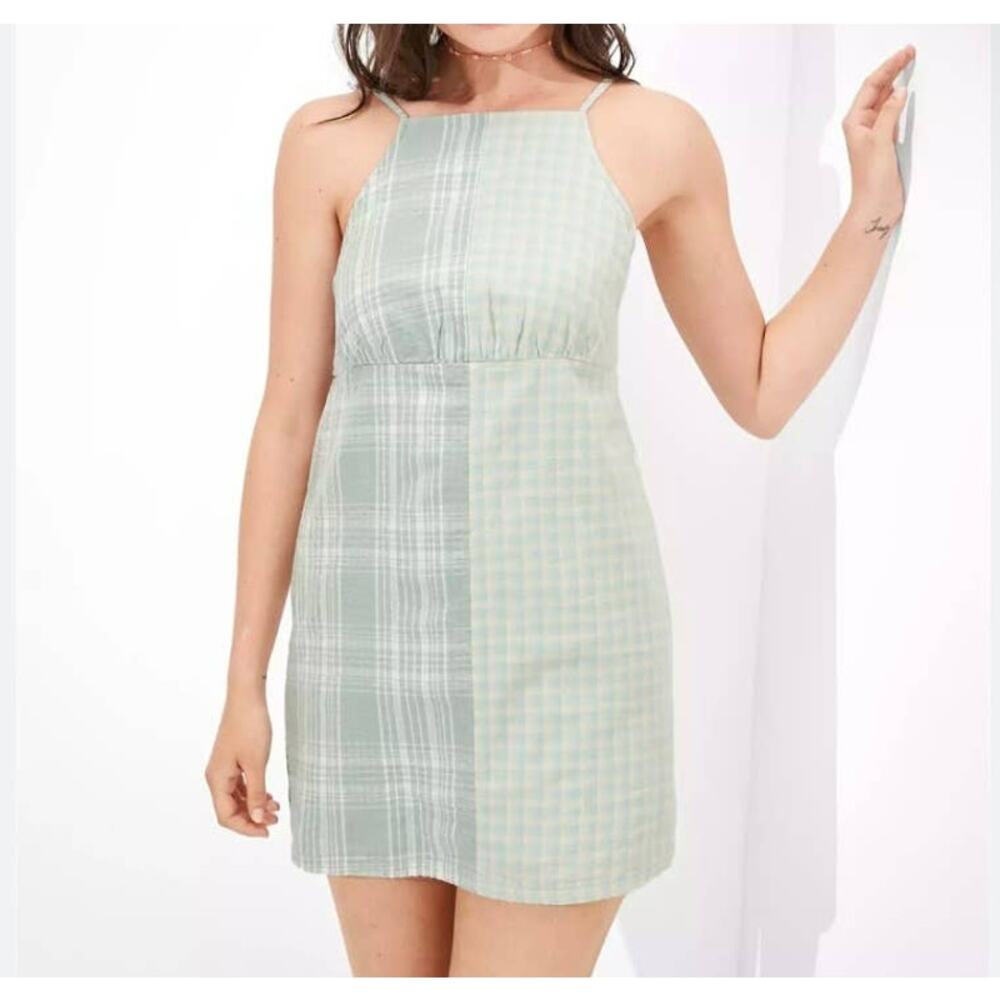American Eagle green linen blend sleeveless mini dress NWOT size medium